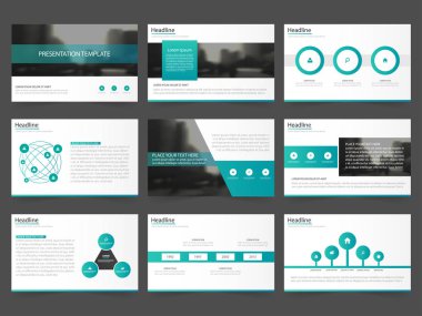 Yıllık rapor broşür el ilanı broşür reklam banner şablon pazarlama yeşil soyut sunu şablonları, Infographic öğeleri düz tasarım şablonu ayarla