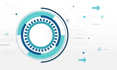 Daire dijital teknoloji arka plan, fütüristik yapı elemanları kavramı beyaz arka plan tasarımı