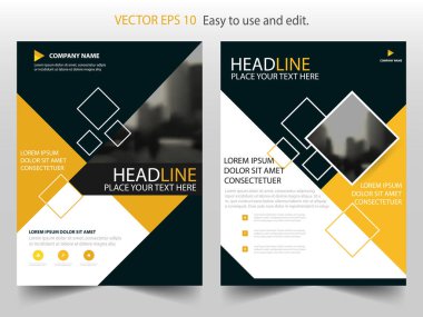 Sarı yıllık rapor broşür afiş tasarım şablonu vektör, broşür kapak sunu düz arka plan, A4 boyutunda düzen