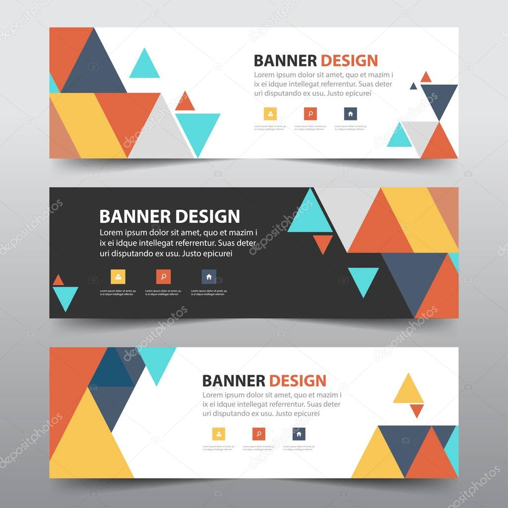 Colorful abstract triangle corporate business banner template, horizontal advertising business banner layout template flat design set , clean abstract cover header background for website design