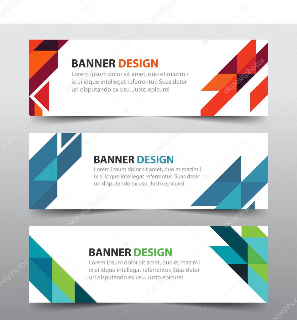 Colorful abstract triangle corporate business banner template, horizontal advertising business banner layout template flat design set , clean abstract cover header 