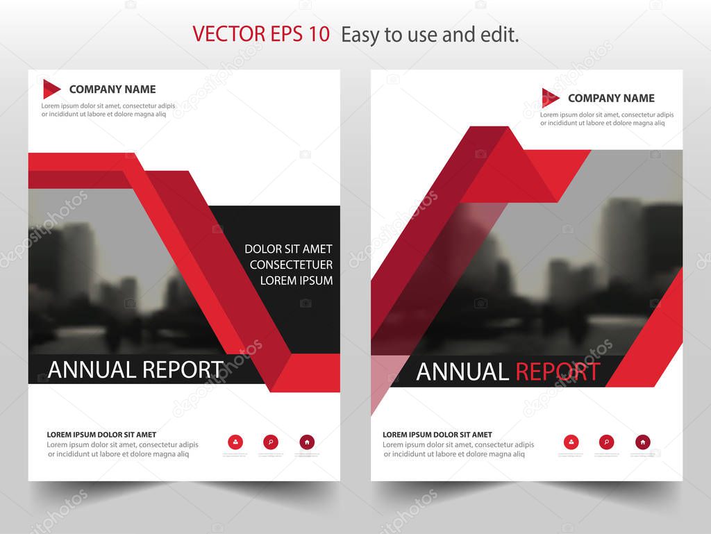 Red triangle annual report Leaflet Brochure Flyer template design, book cover layout design, abstract business presentation template, a4 size design