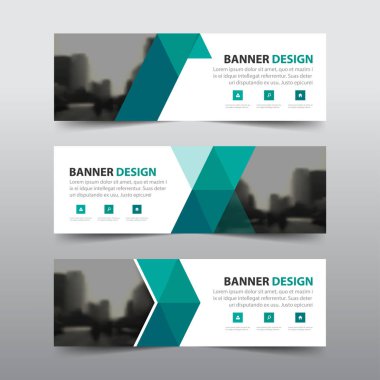 Yeşil soyut üçgen kurumsal iş banner şablon, iş afiş düzen şablonu düz tasarım reklam yatay ayarla, Web sitesi tasarımı için arka kapak üstbilgi arka planı temizle