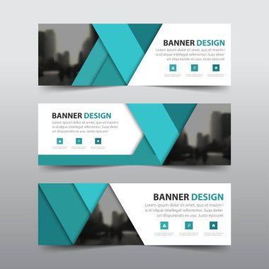 Yeşil soyut üçgen kurumsal iş banner şablon, iş afiş düzen şablonu düz tasarım reklam yatay ayarla, Web sitesi tasarımı için arka kapak üstbilgi arka planı temizle
