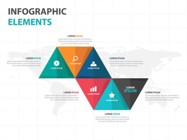 Soyut üçgen iş Infographics elemanları, sunu şablonu düz tasarım vektör çizim reklam pazarlama web tasarımı için