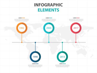 İş zaman çizelgesi Infographics elemanları, sunu şablonu düz tasarım vektör çizim reklam pazarlama web tasarımı için
