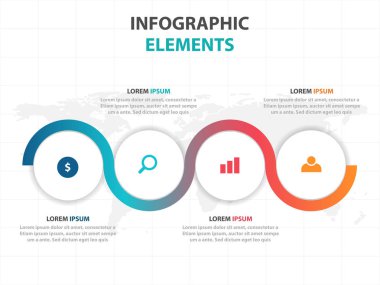 Soyut daire iş Infographics elemanları, sunu şablonu düz tasarım vektör çizim reklam pazarlama web tasarımı için