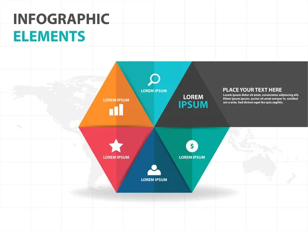 Kolorowy Trójkąt i sześciokąt biznesu infografiki elementy abstrakcyjne, prezentacja szablonu Płaska konstrukcja wektor ilustracja na projektowanie stron internetowych, marketing reklama — Wektor stockowy