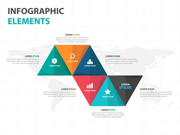 Abstrato triângulo de negócios Infográficos elementos, apresentação modelo plana design vetor ilustração para web design marketing publicidade — Vetor de Stock