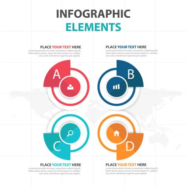 Soyut daire iş Infographics elemanları, sunu şablonu düz tasarım vektör çizim reklam pazarlama web tasarımı için