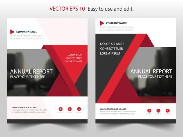 Κόκκινο τρίγωνο ετήσια έκθεση διάνυσμα φυλλάδιο οδηγιών Flyer πρότυπο σχέδιο, βιβλίο σχεδιασμός εξωφύλλου, αφηρημένη επιχειρηματικό πρότυπο παρουσίασης, a4 μέγεθος σχεδιασμού — Διανυσματικό Αρχείο
