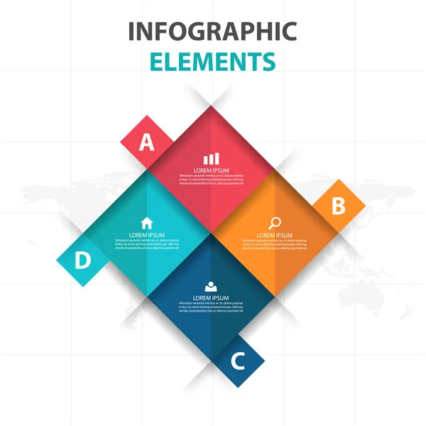Реферат 4 квадратный бизнес Инфографические элементы, шаблон презентации плоский дизайн векторной иллюстрации для веб-дизайна маркетинговой рекламы — стоковый вектор