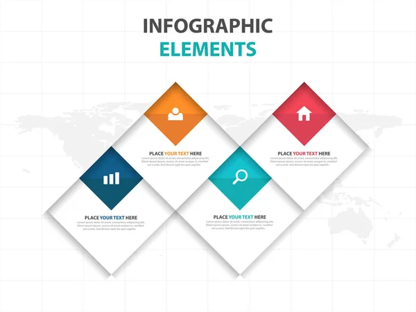 Абстрактные квадратные бизнес Инфографические элементы, шаблон презентации плоский дизайн векторной иллюстрации для веб-дизайна маркетинговой рекламы — стоковый вектор