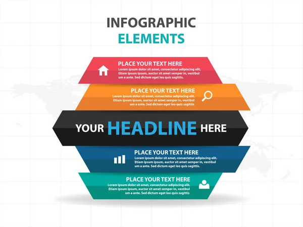 Soyut parçası altıgen iş Infographics elemanları, sunu şablonu düz tasarım vektör çizim reklam pazarlama web tasarımı için — Stok Vektör