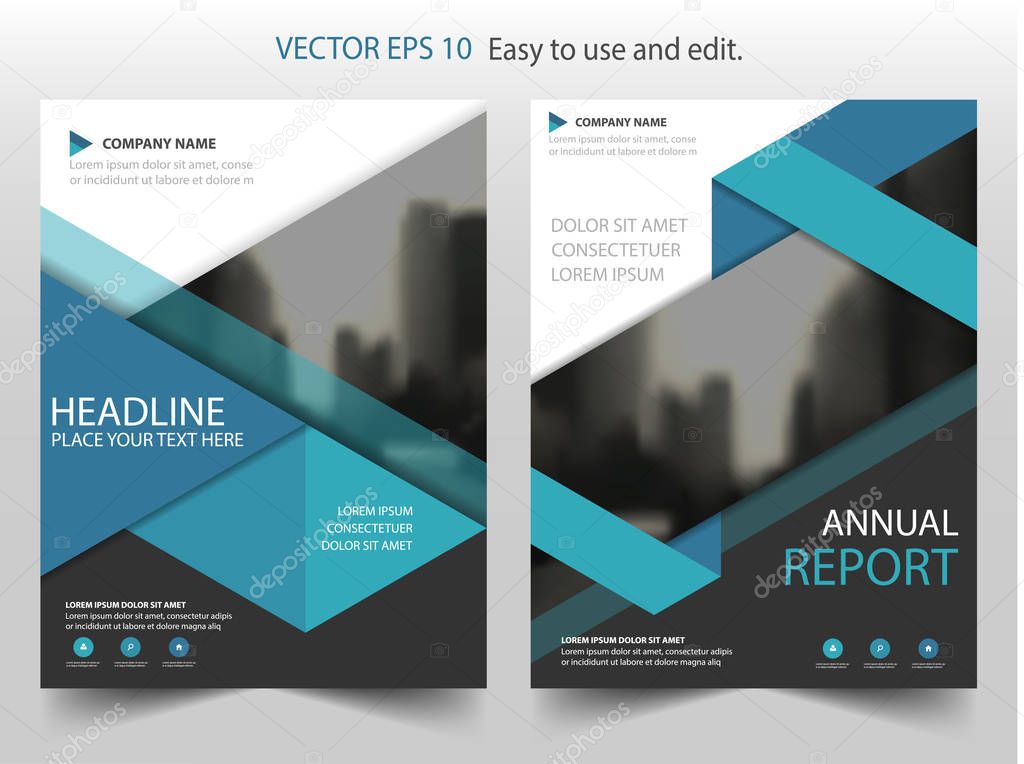 Blue triangle Vector Brochure annual report Leaflet Flyer template design, book cover layout design, abstract business presentation template, a4 size design