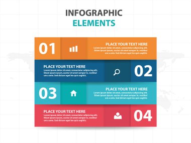 Renkli etiket iş Infographics elemanları, sunu şablonu düz tasarım vektör çizim reklam pazarlama web tasarım için soyut