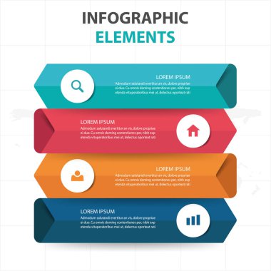 Renkli daire iş Infographics elemanları, sunu şablonu düz tasarım vektör çizim reklam pazarlama web tasarım için soyut