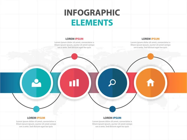 Abstracto colorido círculo línea de tiempo negocio Infografías elementos, plantilla de presentación plana diseño vectorial ilustración para publicidad de marketing de diseño web — Archivo Imágenes Vectoriales