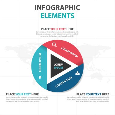 Renkli daire üçgen iş Infographics elemanları, sunu şablonu düz tasarım vektör çizim reklam pazarlama web tasarım için soyut
