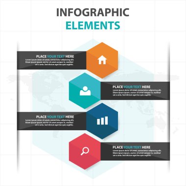 Soyut renkli altıgen iş Infographics öğeler, sunu şablonu düz tasarım vektör çizim reklam pazarlama web tasarımı için