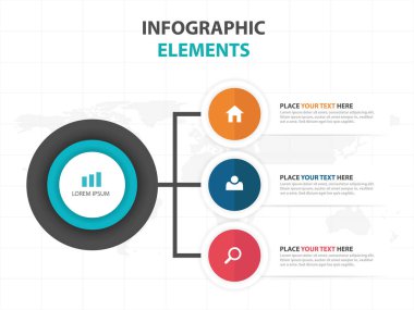 Renkli daire iş Infographics elemanları, sunu şablonu düz tasarım vektör çizim reklam pazarlama web tasarım için soyut