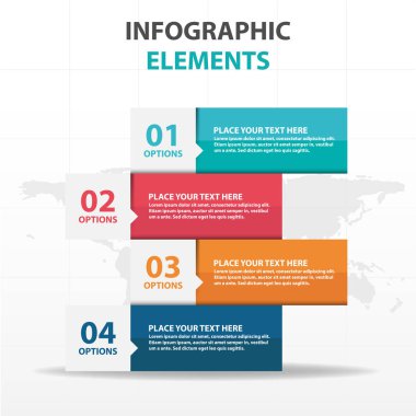 Renkli etiket iş Infographics elemanları, sunu şablonu düz tasarım vektör çizim reklam pazarlama web tasarım için soyut