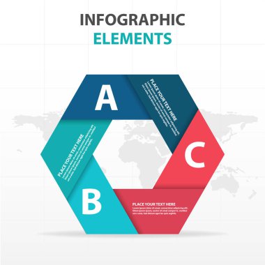 Soyut renkli altıgen iş Infographics öğeler, sunu şablonu düz tasarım vektör çizim reklam pazarlama web tasarımı için