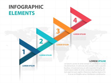 Renkli ok iş Infographics elemanları, sunu şablonu düz tasarım vektör çizim reklam pazarlama web tasarım için soyut