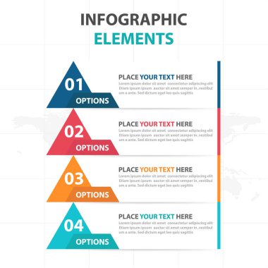 Renkli üçgen iş Infographics elemanları, sunu şablonu düz tasarım vektör çizim reklam pazarlama web tasarım için soyut