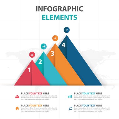 Renkli üçgen iş Infographics elemanları, sunu şablonu düz tasarım vektör çizim reklam pazarlama web tasarım için soyut
