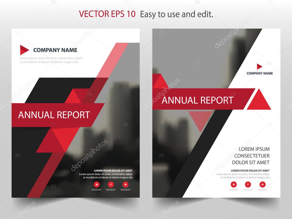 Red black triangle Vector annual report Leaflet Brochure Flyer template design, book cover layout design, abstract business presentation template, a4 size design