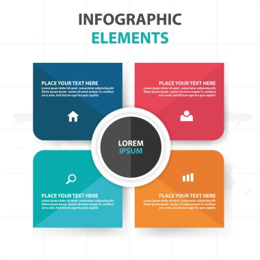 Renkli daire iş Infographics elemanları, sunu şablonu düz tasarım vektör çizim reklam pazarlama web tasarım için soyut