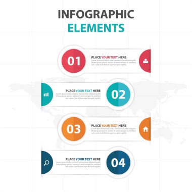 Renkli daire iş Infographics öğelerini etiketlemek, sunu şablonu düz tasarım vektör çizim reklam pazarlama web tasarım için soyut