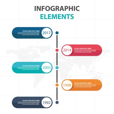 Renkli daire iş zaman çizelgesi Infographics elemanları, sunu şablonu düz tasarım vektör çizim reklam pazarlama web tasarım için soyut
