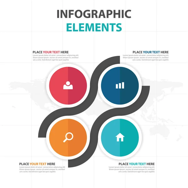 Abstrakte bunte Kreis quadratische Business-Infografik Elemente, Präsentationsvorlage flache Design-Vektor-Illustration für Web-Design-Marketing-Werbung — Stockvektor