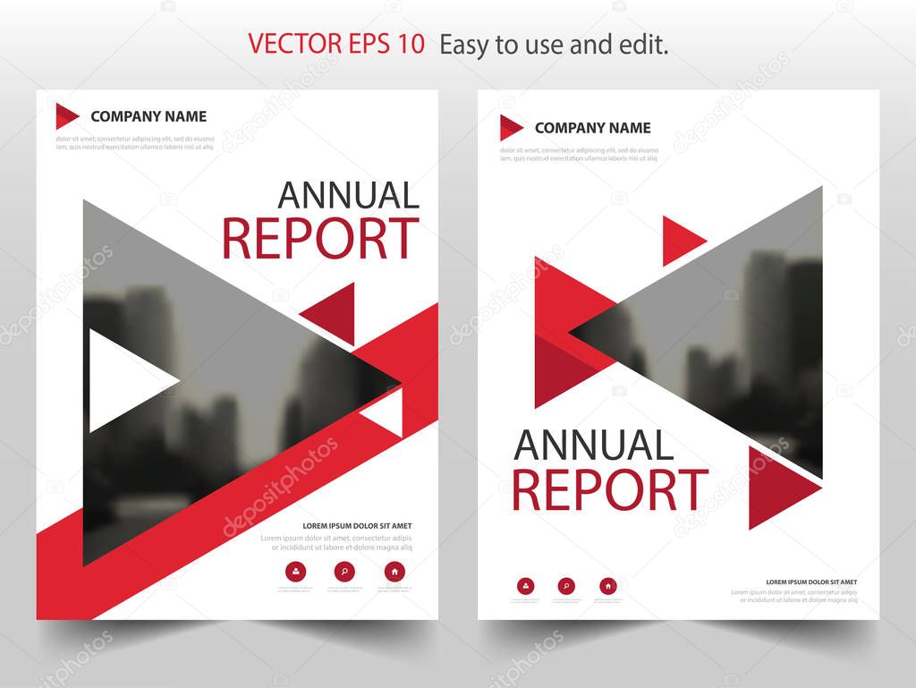 Red triangle Vector Brochure annual report Leaflet Flyer template design, book cover layout design, abstract business presentation template, a4 size design