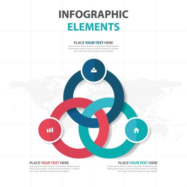 Renkli daire iş Infographics elemanları, sunu şablonu düz tasarım vektör çizim reklam pazarlama web tasarım için soyut