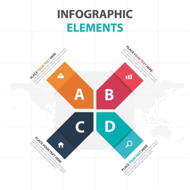 Renkli etiket iş Infographics elemanları, sunu şablonu düz tasarım vektör çizim reklam pazarlama web tasarım için soyut