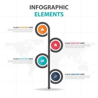 Renkli daire iş Infographics elemanları, sunu şablonu düz tasarım vektör çizim reklam pazarlama web tasarım için soyut