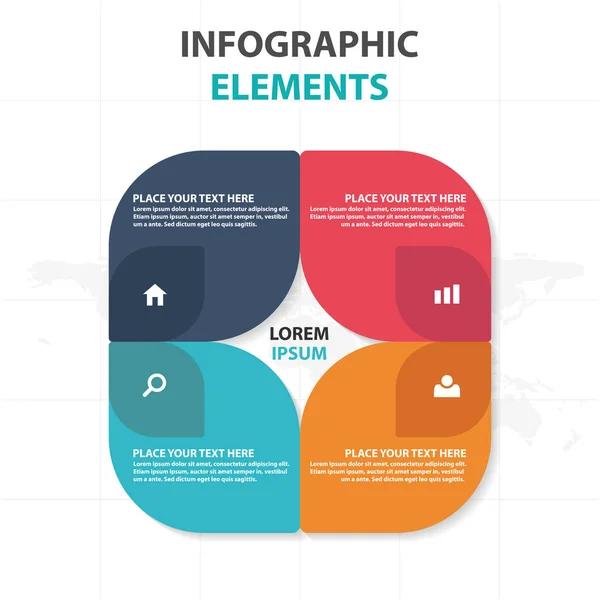 Abstract colorful round rectangle business Infographics elements, presentation template flat design vector illustration for web design marketing advertising — Stock Vector