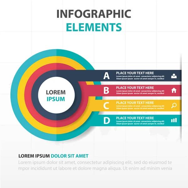 Cercle coloré abstrait éléments d'infographie d'affaires, modèle de présentation illustration vectorielle de conception plate pour la publicité de marketing de conception de site Web — Image vectorielle
