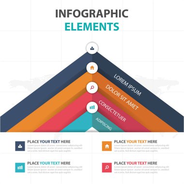Renkli üçgen iş Infographics elemanları, sunu şablonu düz tasarım vektör çizim reklam pazarlama web tasarım için soyut
