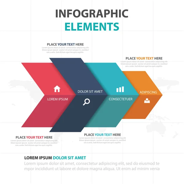 Astratto colorato freccia business elementi infografici, presentazione modello piatto disegno vettoriale illustrazione per la pubblicità web design marketing — Vettoriale Stock
