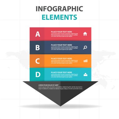 Renkli ok iş zaman çizelgesi Infographics elemanları, sunu şablonu düz tasarım vektör çizim reklam pazarlama web tasarım için soyut