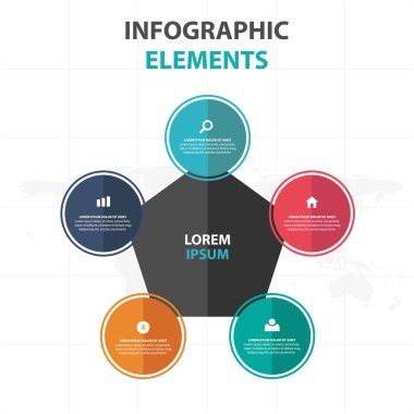 Soyut renkli altıgen iş Infographics öğeler, sunu şablonu düz tasarım vektör çizim reklam pazarlama web tasarımı için