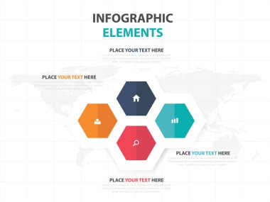 Soyut renkli altıgen iş Infographics öğeler, sunu şablonu düz tasarım vektör çizim reklam pazarlama web tasarımı için