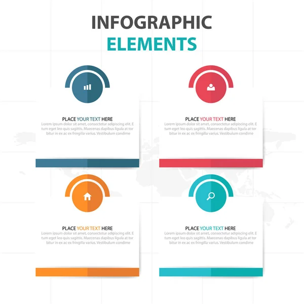 Résumé cercle coloré boîte de texte chronologie des affaires éléments d'infographie, modèle de présentation illustration vectorielle de conception plate pour la publicité de marketing de conception Web — Image vectorielle