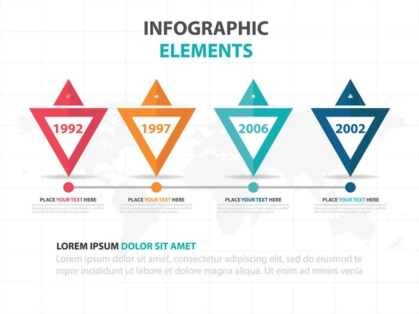 Streszczenie kolorowy Trójkąt biznesowych osi czasu infografiki elementów, prezentacja szablonu Płaska konstrukcja wektor ilustracja na projektowanie stron internetowych, marketing reklama — Wektor stockowy