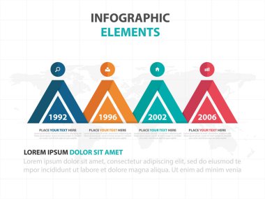 Renkli üçgen iş zaman çizelgesi Infographics elemanları, sunu şablonu düz tasarım vektör çizim reklam pazarlama web tasarım için soyut