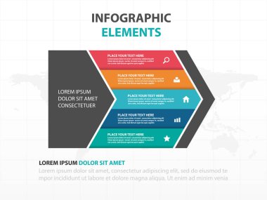 Renkli ok iş zaman çizelgesi Infographics elemanları, sunu şablonu düz tasarım vektör çizim reklam pazarlama web tasarım için soyut